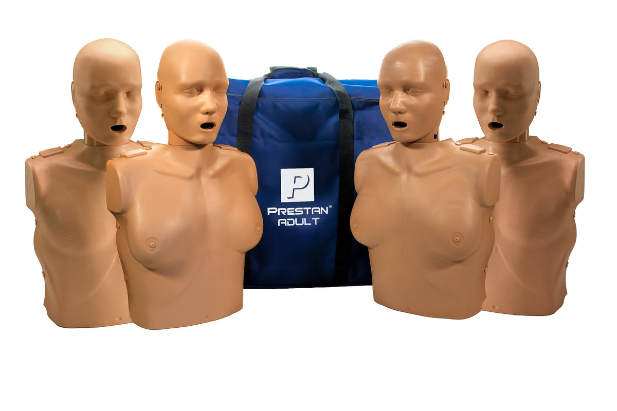 Prestan Adult and Female Medium Skin Manikin with CPR Monitor - 4-Pack