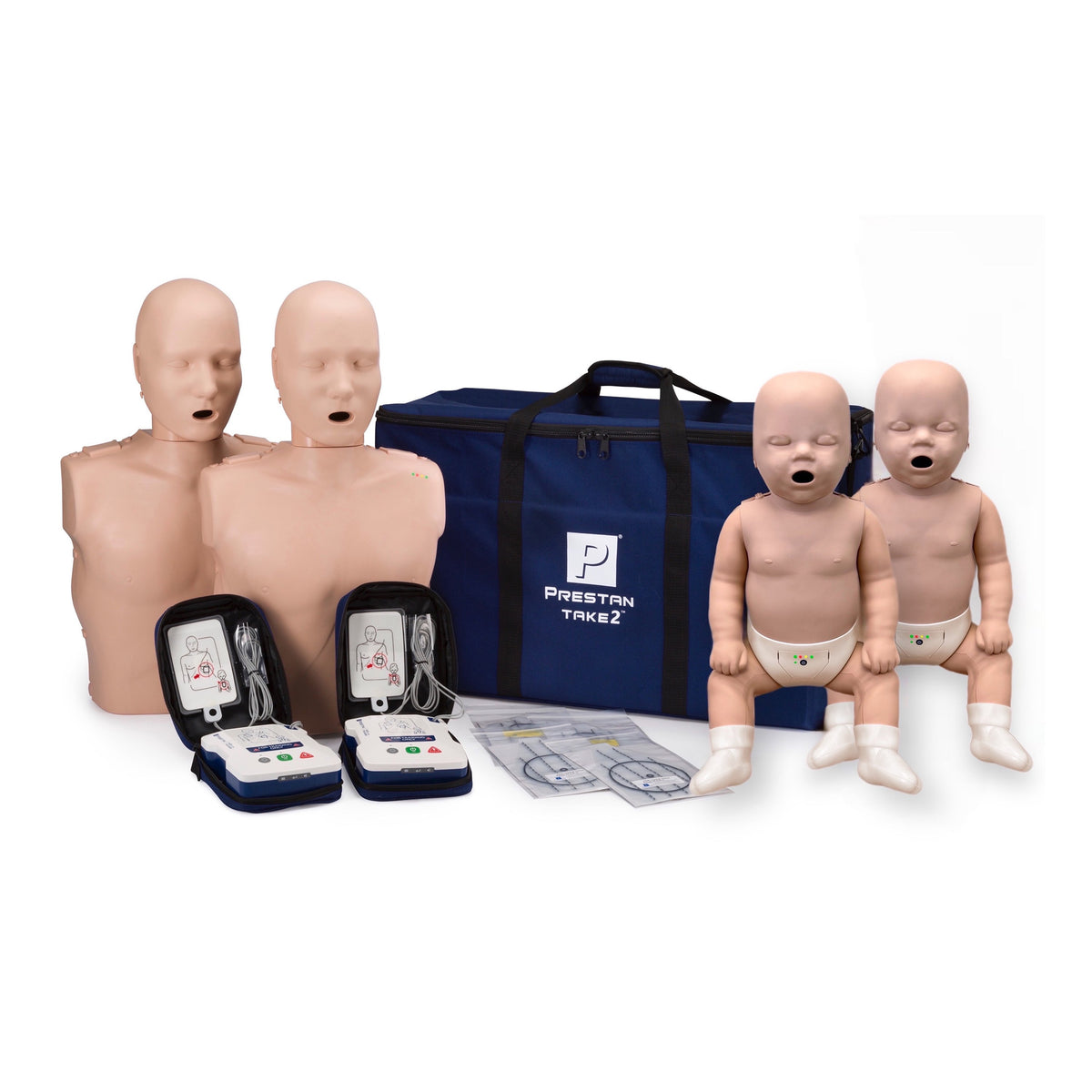 Prestan TAKE2 Manikin Pack with CPR Monitor - English/Spanish - Medium Skin